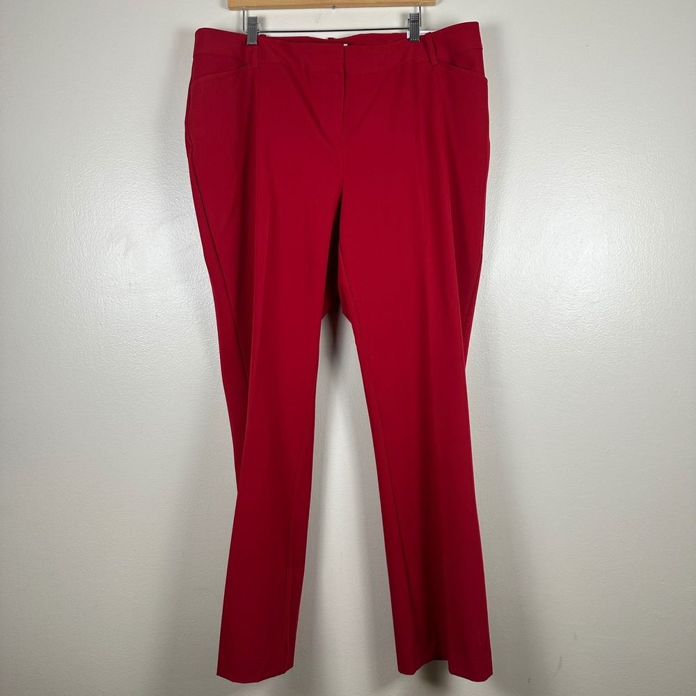 Liz Claiborne Womens 16W Audra Trouser Rumba Red Mid-Rise Wrinkle Free Pants NEW